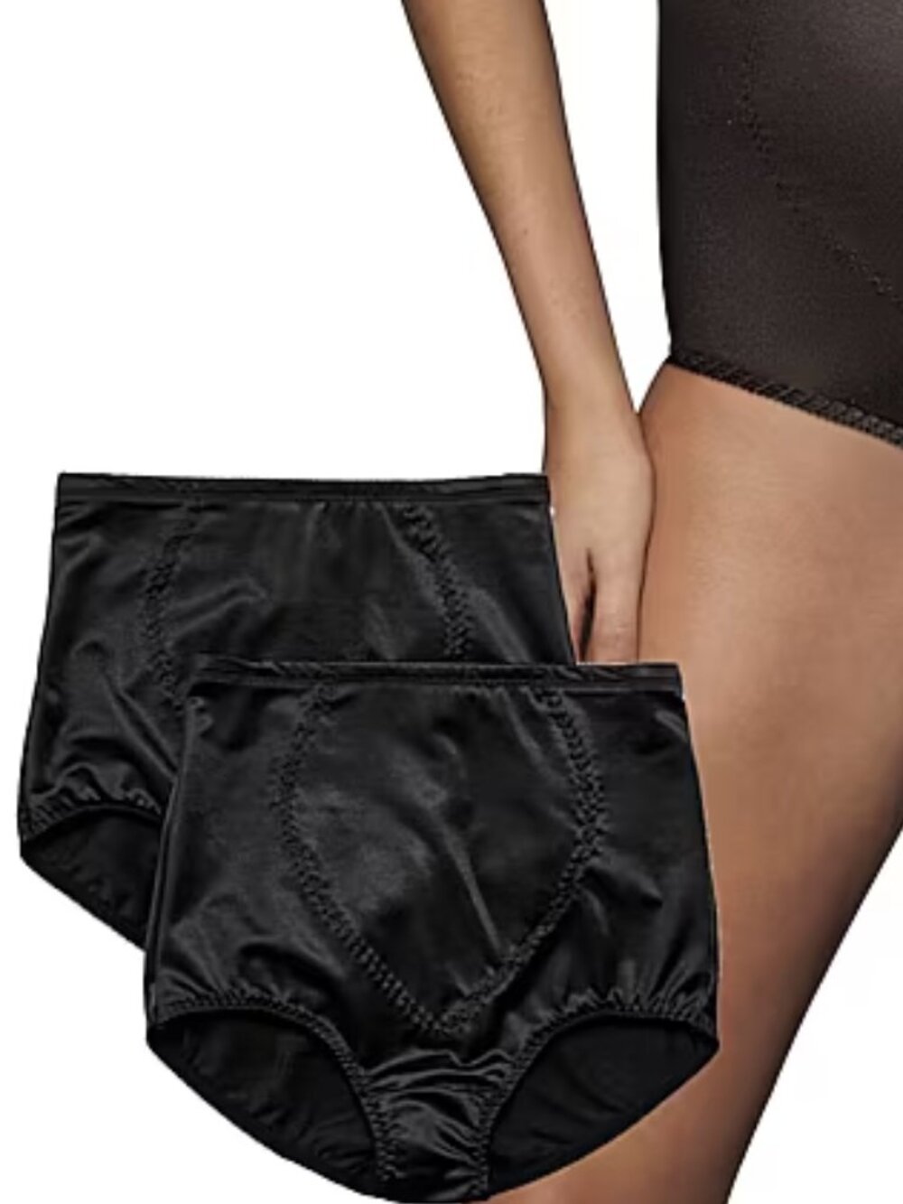 Bali Tummy Panel Firm 2-Pack Control Briefs Black Size XL